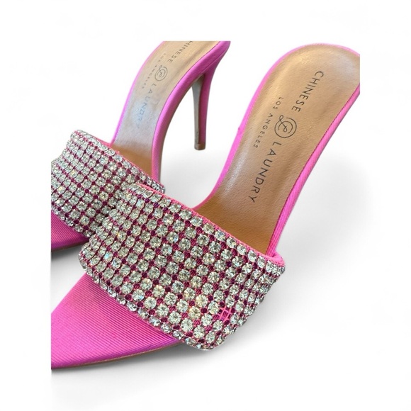 Chinese Laundry Pink Rhinestone Heeled Mules – Size 6 (36.5) - Picture 3 of 11